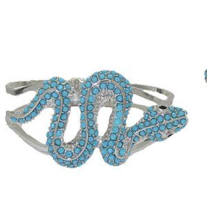 Turquoise Bangle Bracelet with hinge, crystal eyes snake NWT